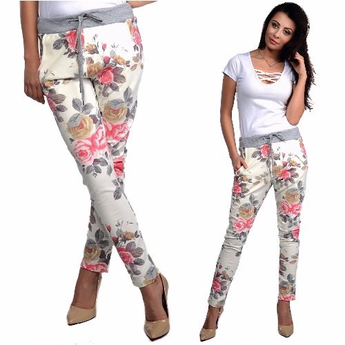 Alur SPODNIE dresowe KWIATY! BAGGY bawełna M/38 Rozmiar M