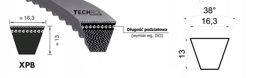 PAS PASEK KLINOWY UZĘBIONY XPB 1250 ZĘBATY Kod producenta XPB 1250