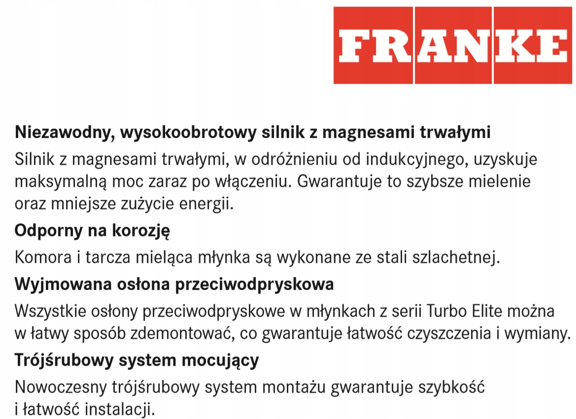 Młynek do odpadów FRANKE TE-75 + włącznik Marka Franke