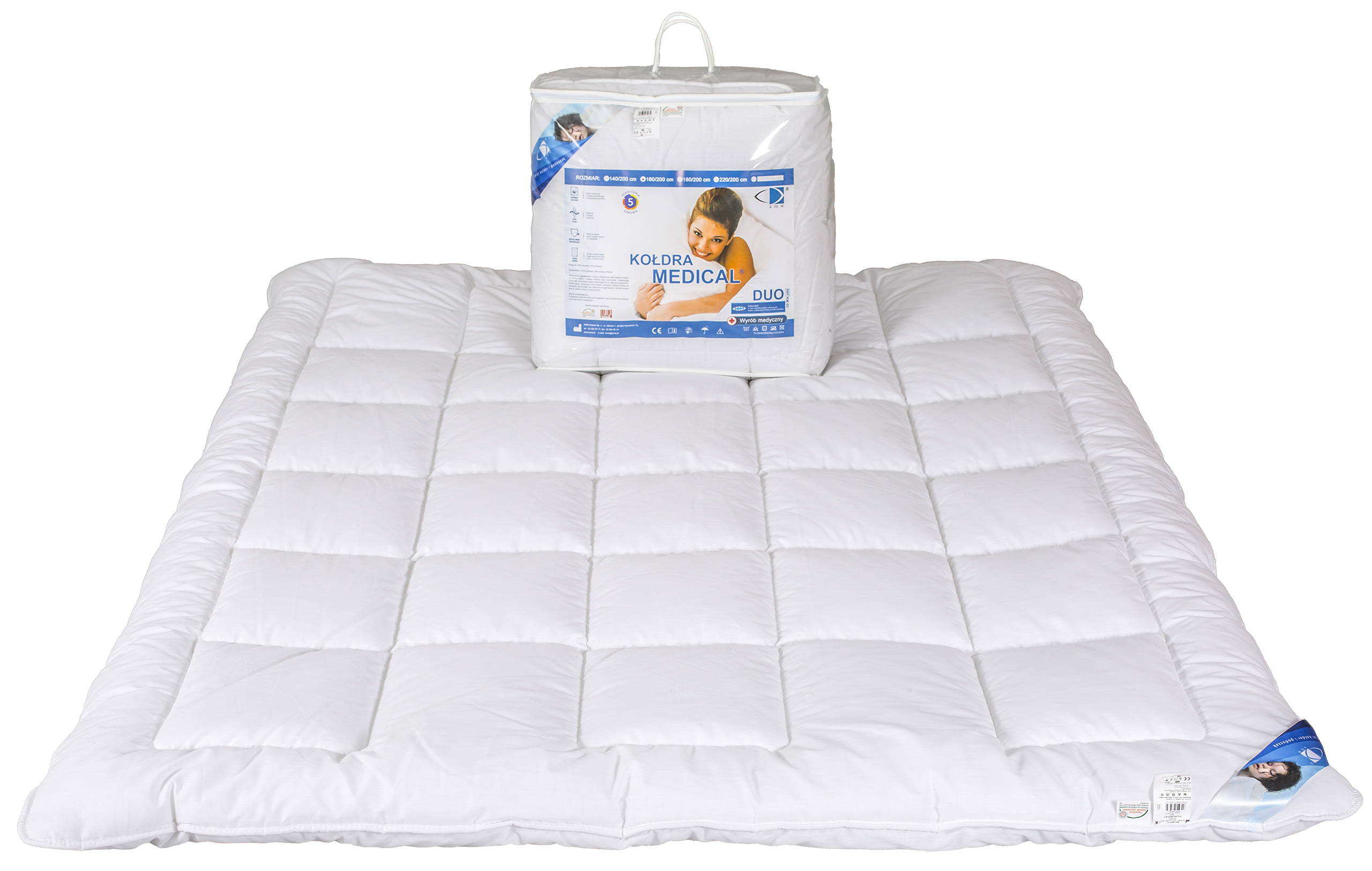 Zimowa Kołdra 140x200 Medical Duo ciepła na zimę Wymiary kołdry 140x200cm