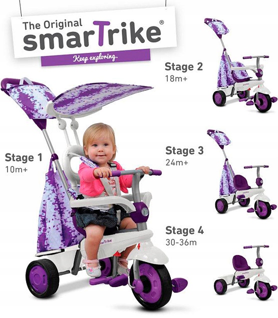 SMART-TRIKE SPIRIT 4W1 - ROWEREK TROJKOŁOWY 10m+ Kolor Biały Niebieski