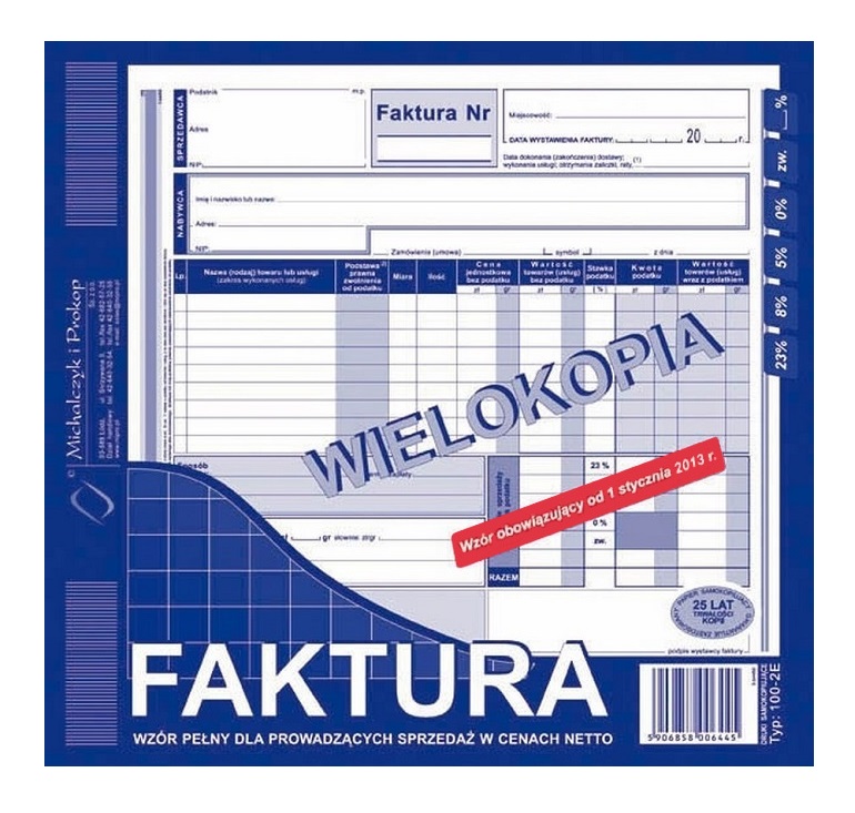 

102-2E Faktura pełny prowadzących sprzedaż netto