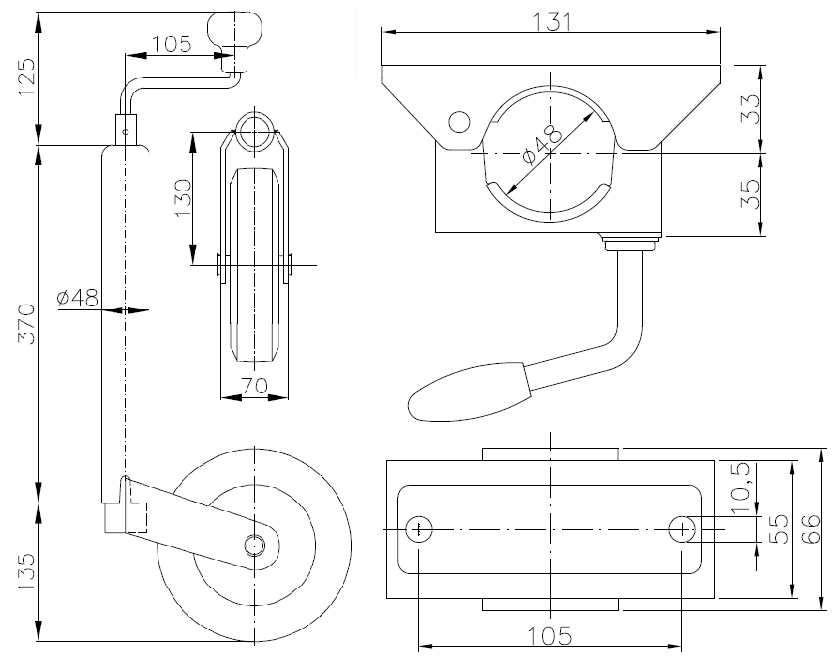 Winterhoff Zaczep kulowy Ø60, 3x12,5mm, 90/116mm, 2000kg Marka Inna