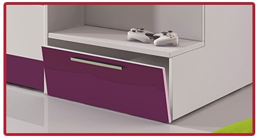 Łóżko piętrowe RAJ 2 BETA - długa barierka, fioletowy połysk Kolekcja Raj