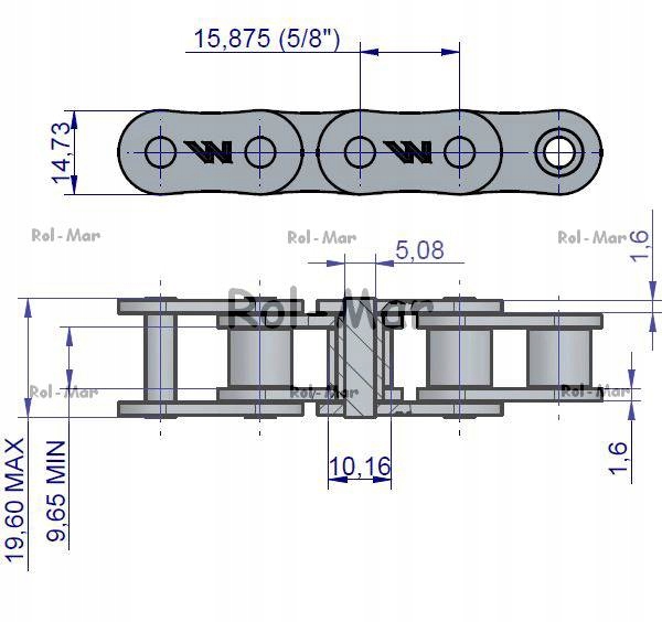 LANCUCH ROLKOWY WARYNSKI 10B 1 5 8 5M OGNIWO Part number W L10B1