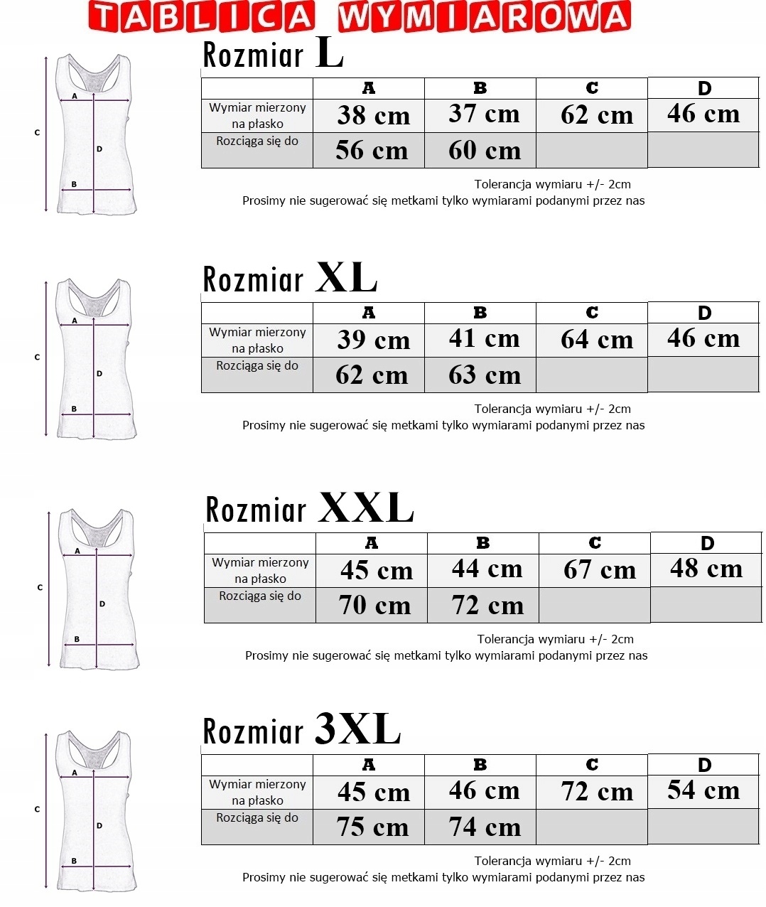 Podkoszulka damska Szerokie Ramiączka KORONKA 3XL Rozmiar 3XL