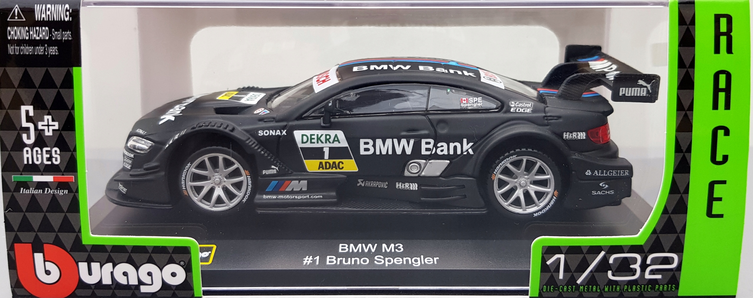 BBURAGO Modellauto - BMW M3 #1 Bruno Spengler (schwarz, Maßstab 1:32)  Spielzeugauto