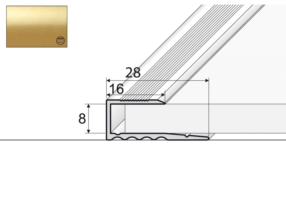 

Aluminiowa listwa zakończeniowa A63, 180cm Złoto