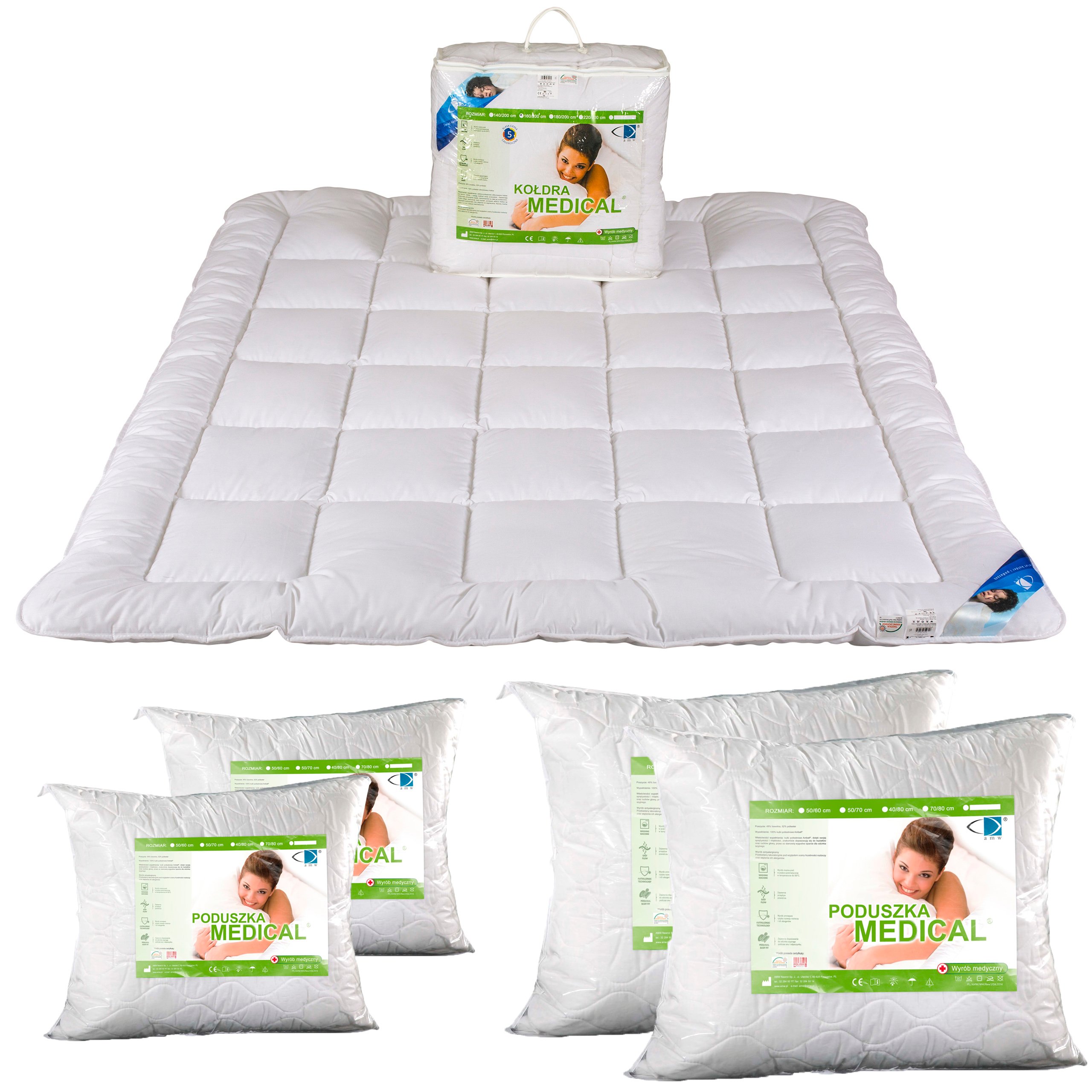 

Kołdra Medical 160x200 4 poduszki 70x80 40x40