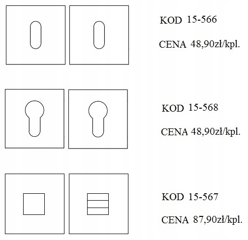 Klamka 1535 rozeta kwadratowa czarny matowy Convex Rodzaj Klamka wewnętrzna