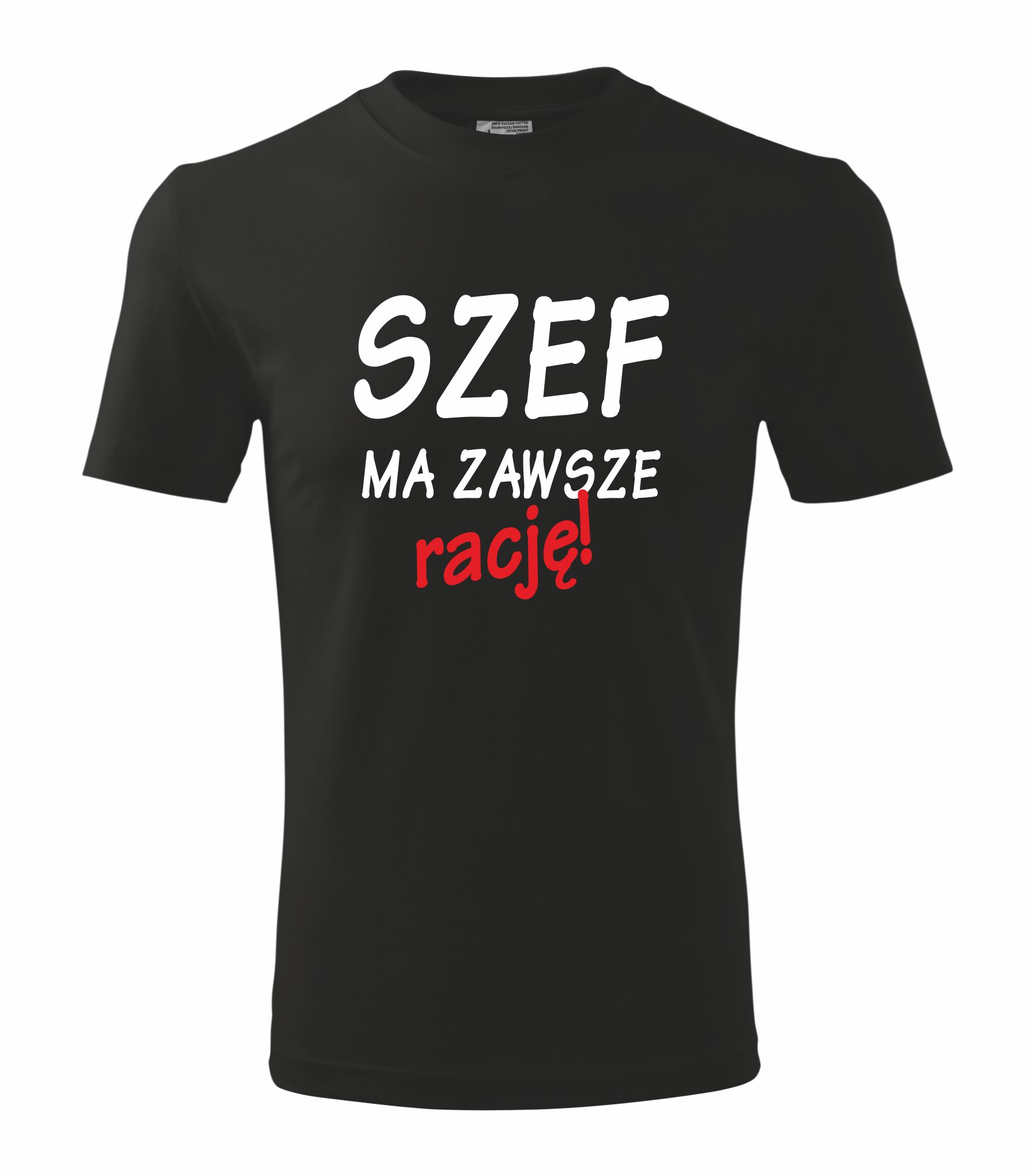 

Koszulka z nadrukiem szef ma zawsze rację XL