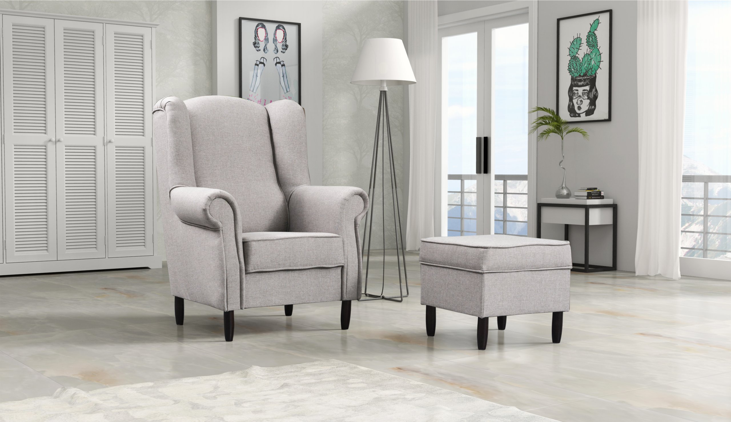 Křeslo taburet Tom – odpočinek v obývacím pokoji