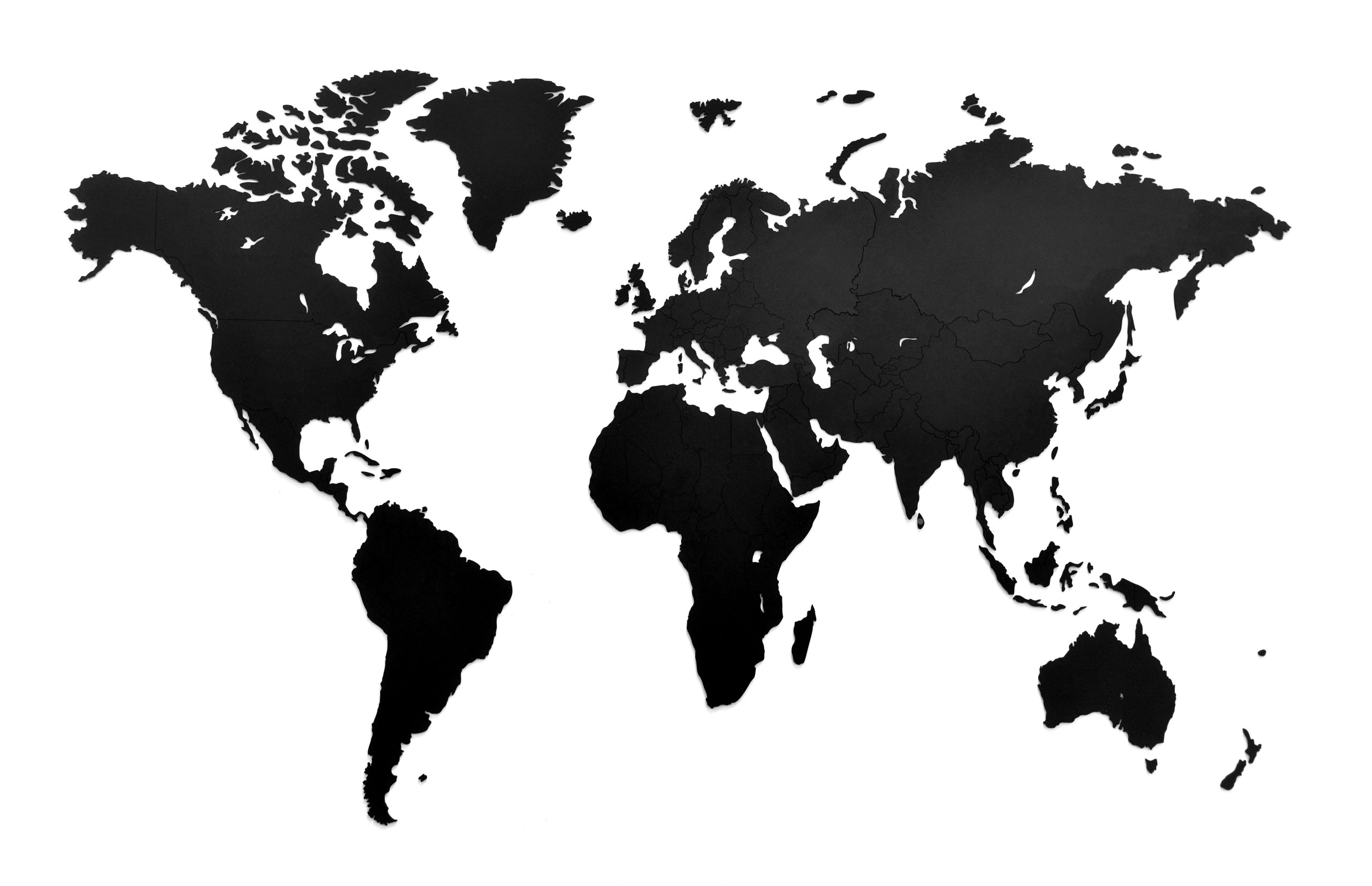 

Drewniana Mapa Świata Na Ścianę 130 x 78 cm Czarna