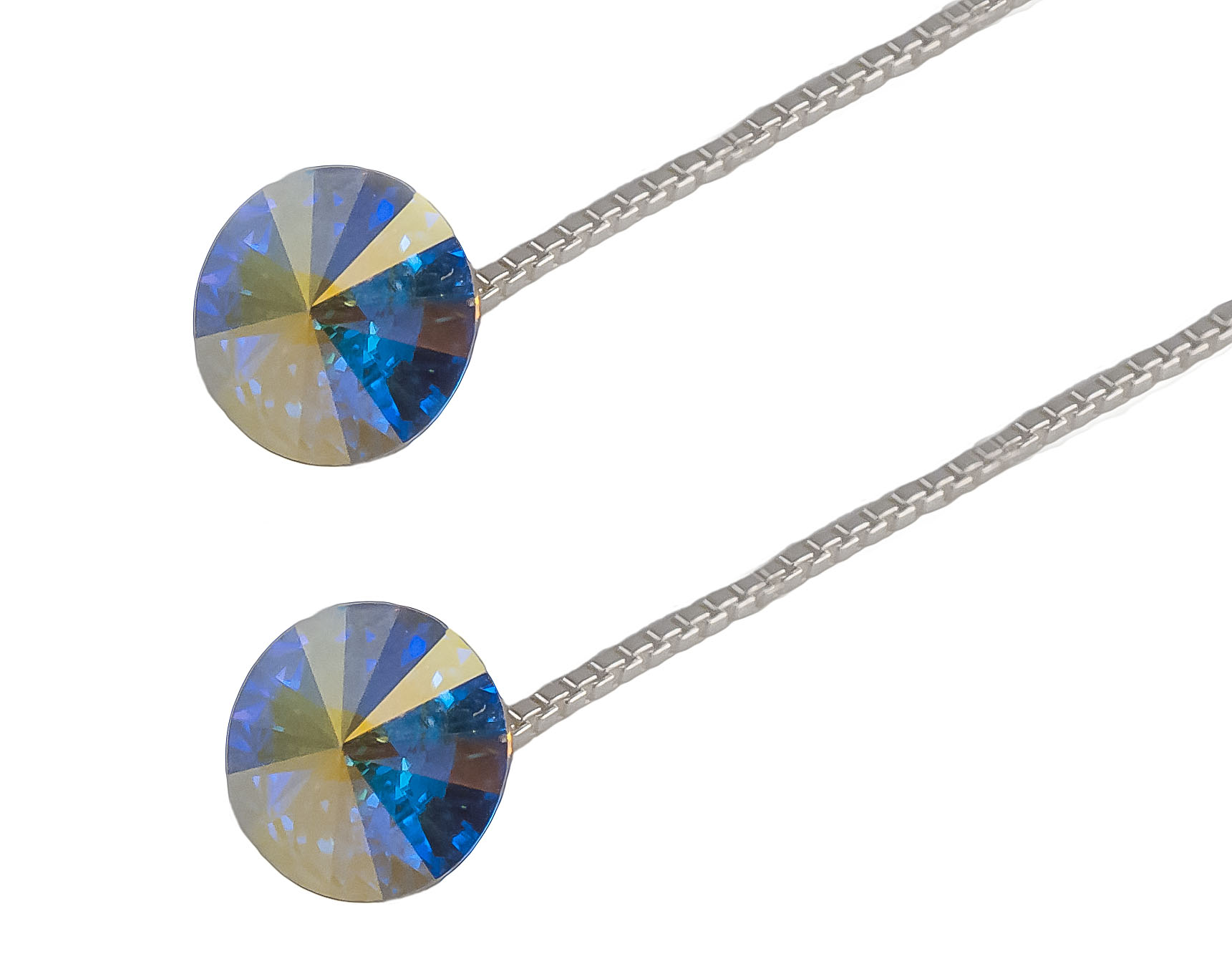 

Kolczyki Swarovski Przewlekane Rivoli 8 20kol 63mm