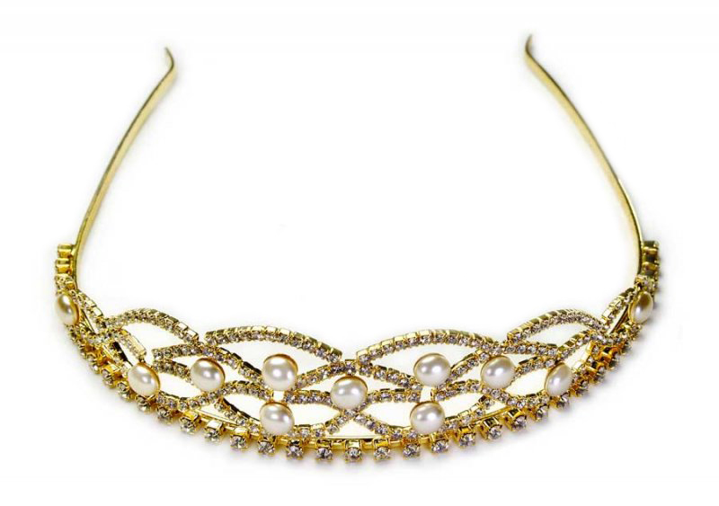 Diadém Tiára s perlami Koruna Čelenka do svatby