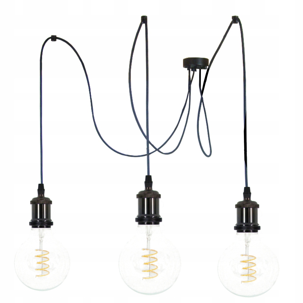 Závěsná Lampa Pavouk 3 Retro Černá Grafit