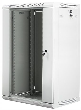 18U 19" Szafa Rack wisząca teleinformatyczna Szafka szklane drzwi 450 Szara