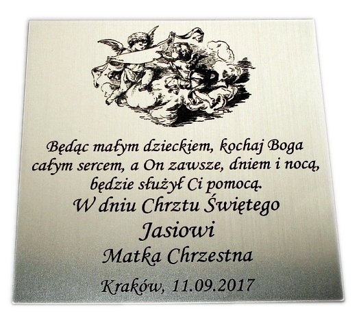 

Tabliczka 8x8 cm do naklejenia Komunia Grawer
