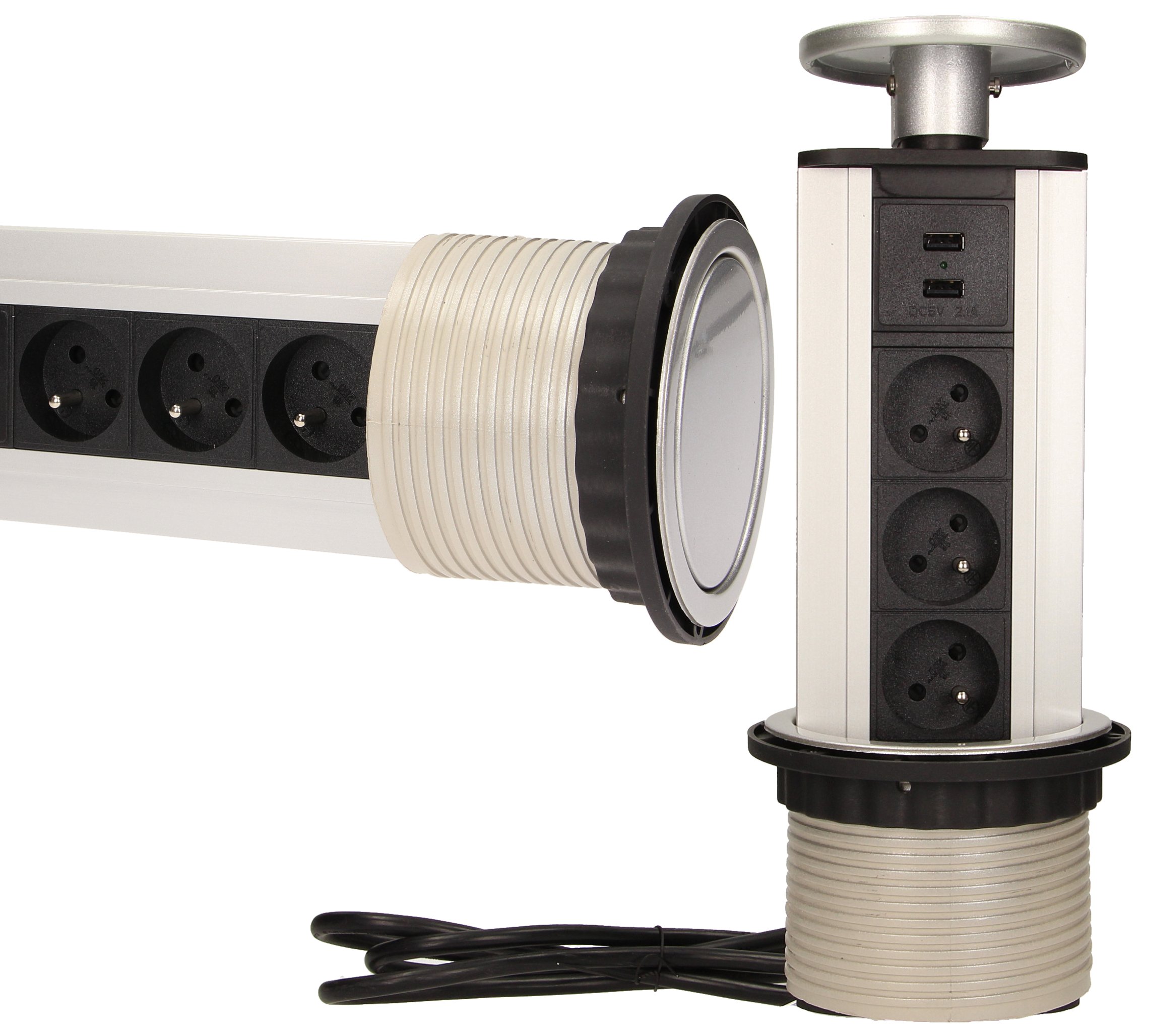 

Gniazdo Meblowe 3X250V Z Usb Wysuwane Z Blatu 10CM