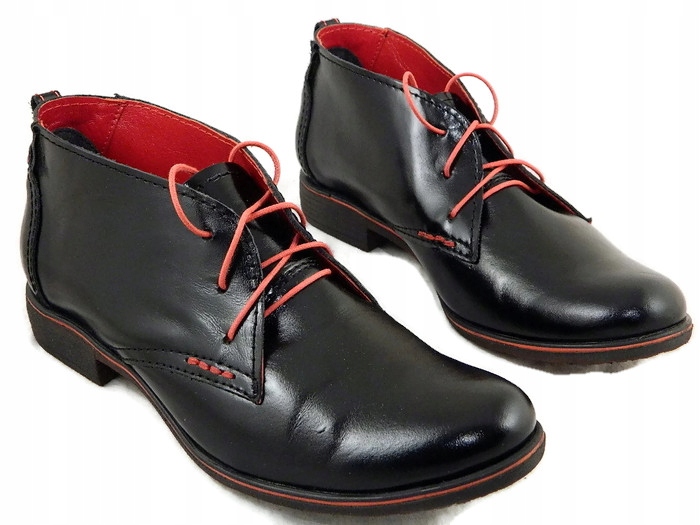 STYLOWE SZNUROWANE TRZEWIKI PÓŁBUTY SKÓRA UNI-60 Oryginalne opakowanie producenta pudełko