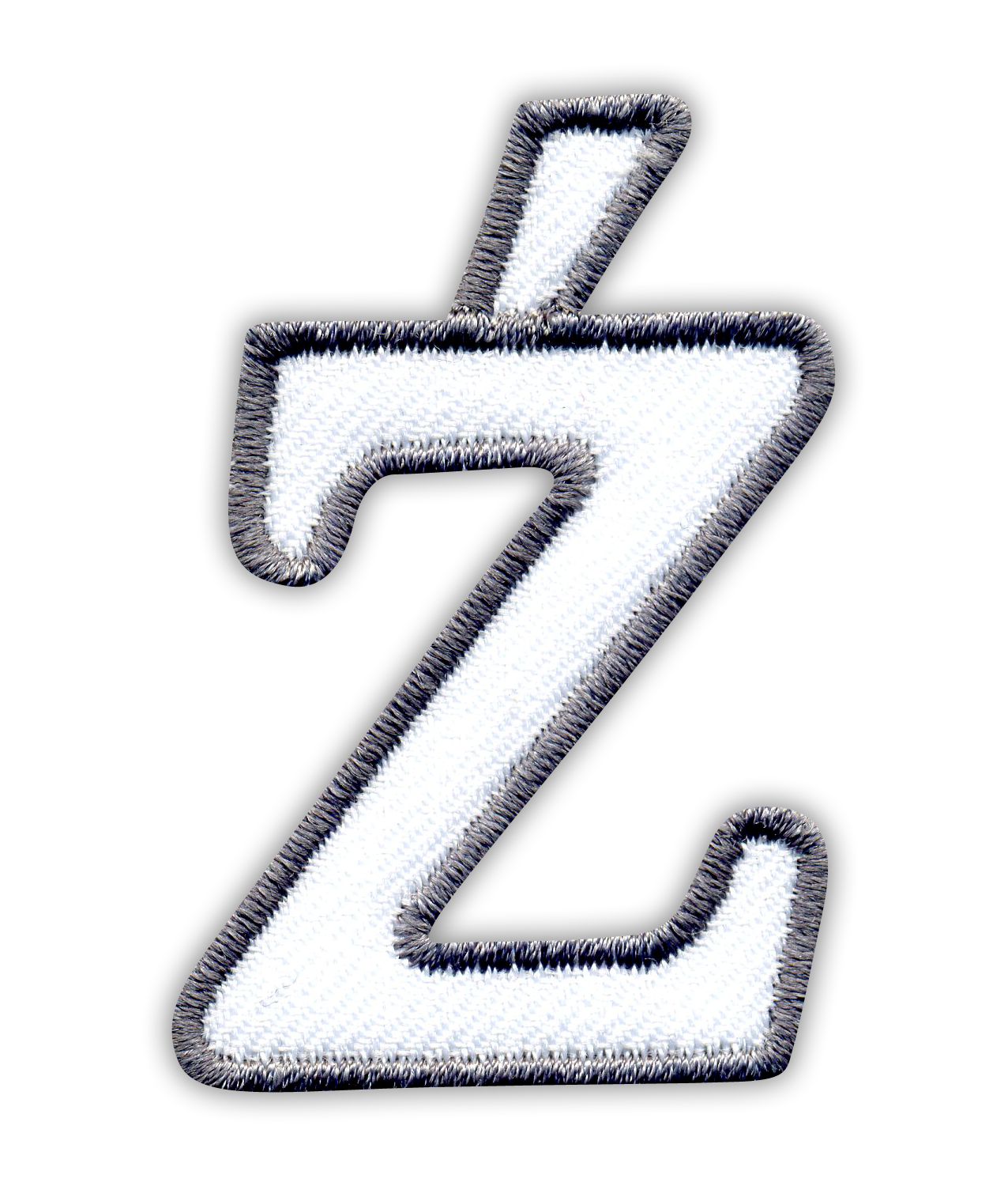 

Naszywka Litera, literka Ź - biało-szara Haft