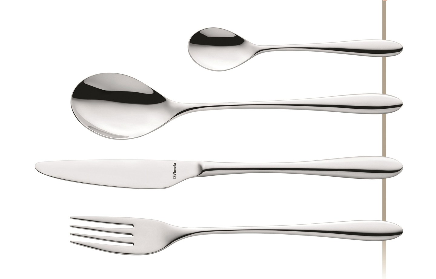 AMEFA 30 SZTUĆCE BIADOWE CUBA ZESTAW 24 + WIDELCZYKI DESEROWE TORTU 6 OSÓB Wykończenie połysk