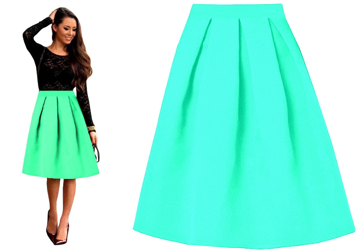 SPÓDNICA ROZKLOSZOWANA MIDI MODNA CZERWONA 42 Zapięcie zamek