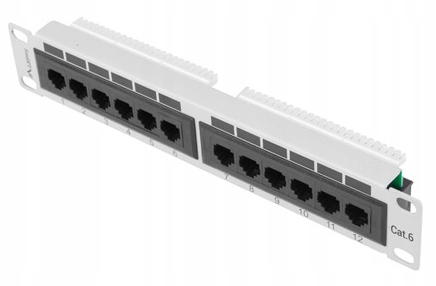 

Patch Panel 12x 10'' 1U KAT.6 Utp szary Lanberg