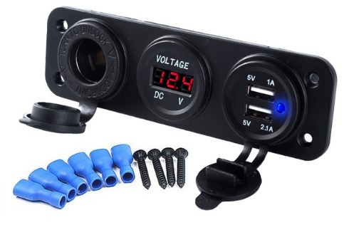 VOLTMETER METER NABÍJAČKA USB ZÁSUVKA 12V