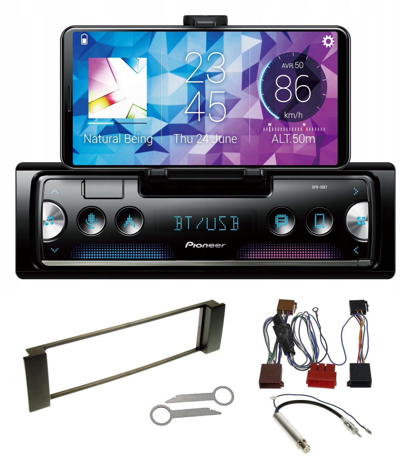 Pioneer SPH-10BT Bluetooth autorádio Aux Audi A3 8L A6 C5 rámček