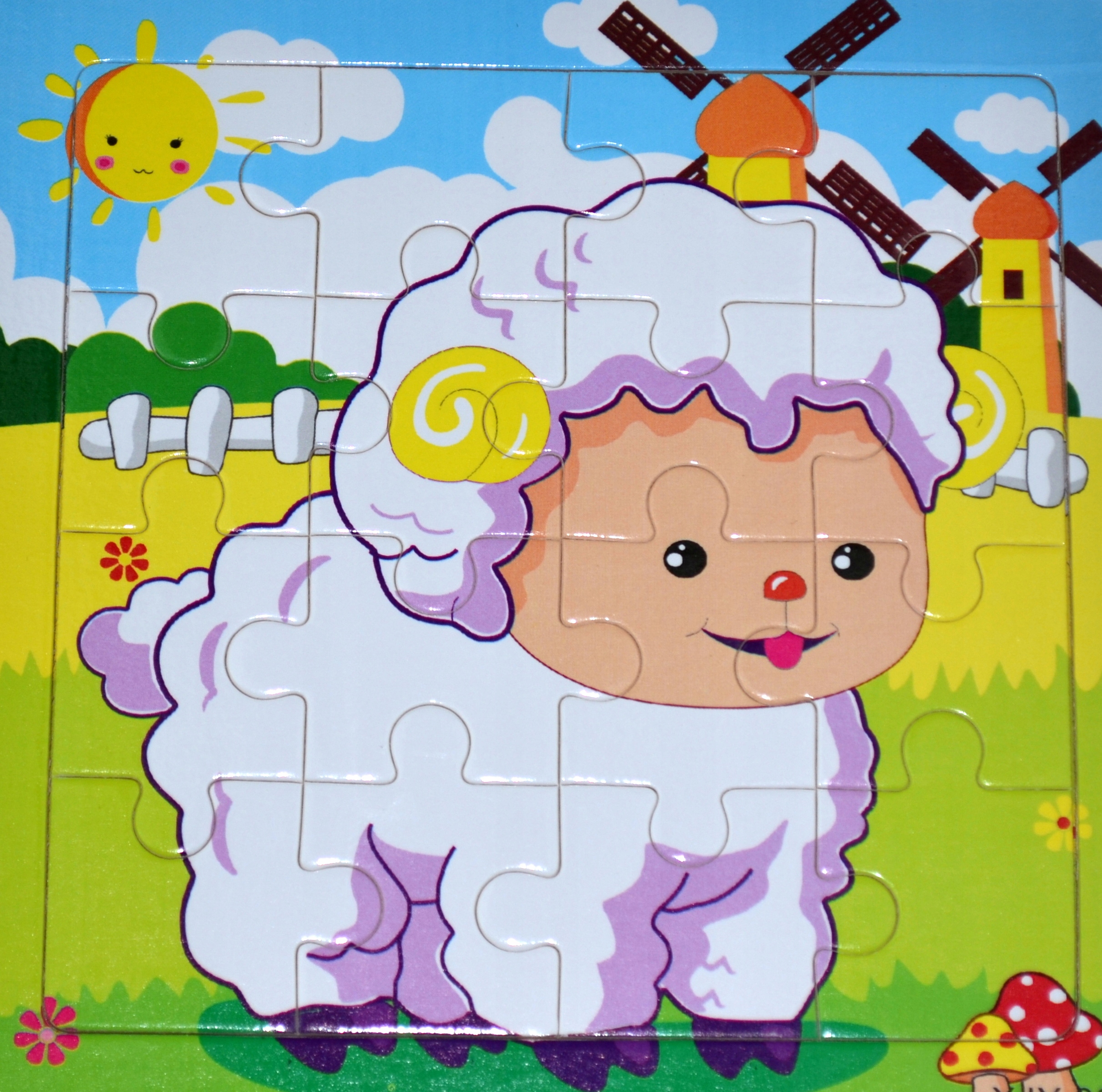 EDUKACYJNE PUZZLE DREWNIANE 16 el. z obrazkiem Wysokość produktu 15 cm
