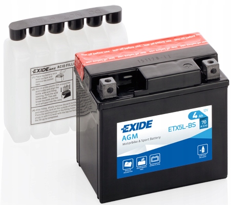 YTX5L-BS - Аккумулятор мотоцикла Exide ETX5L-BS, YTX5L-BS