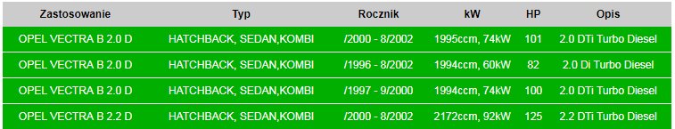 TŁUMIK ŚRODKOWY OPEL VECTRA B 17.300 Typ samochodu Samochody osobowe