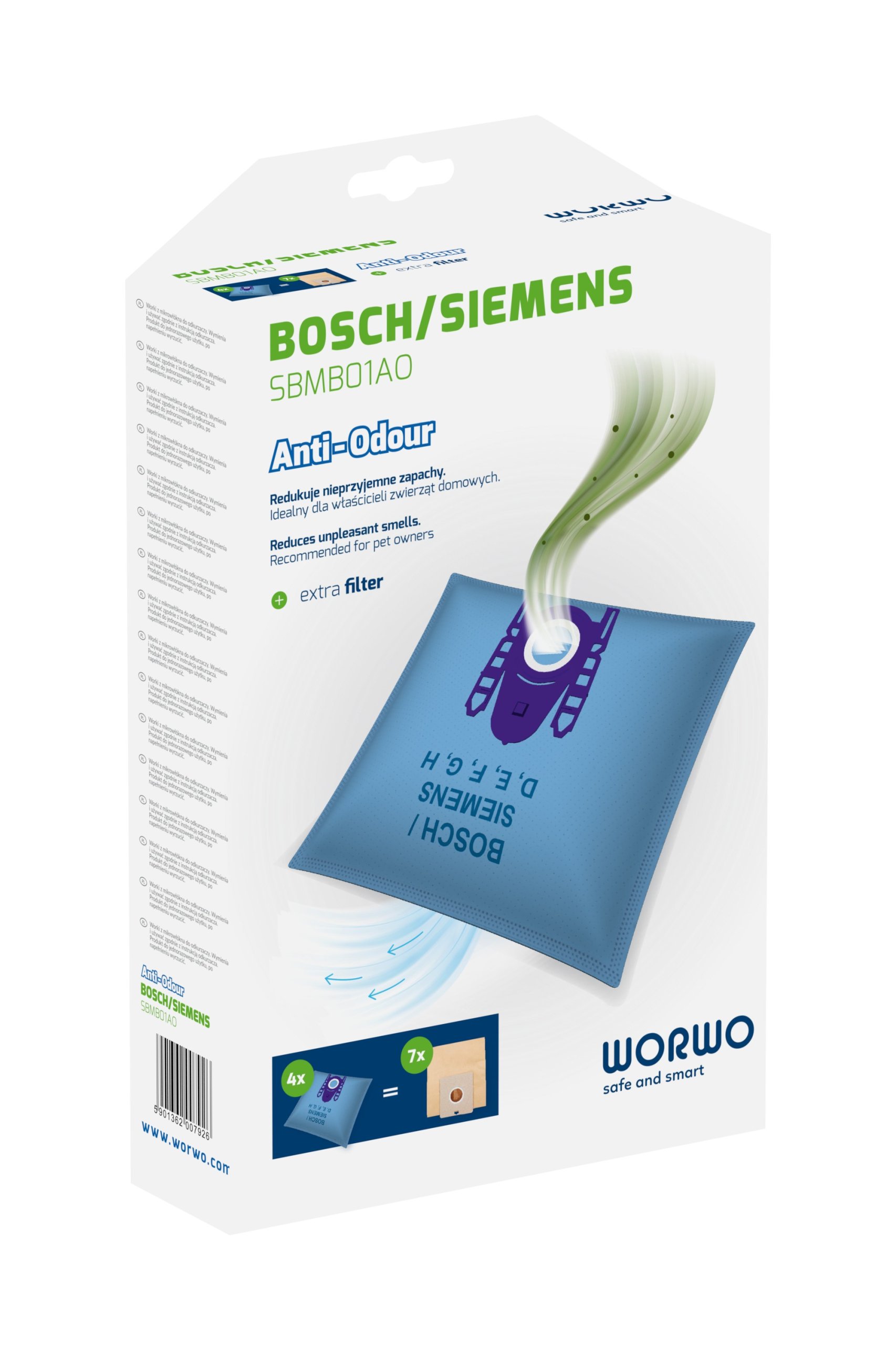 

BZGL2A430 Ozonowane Worki do ODKURZACZa Bosch 4X