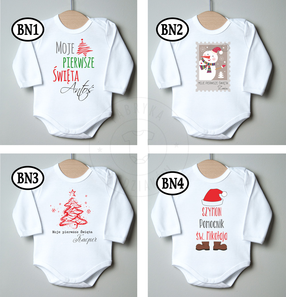 BODY świąteczne MIKOŁAJ na ŚWIĘTA 80 PREZENT WZORY Rozmiar 80