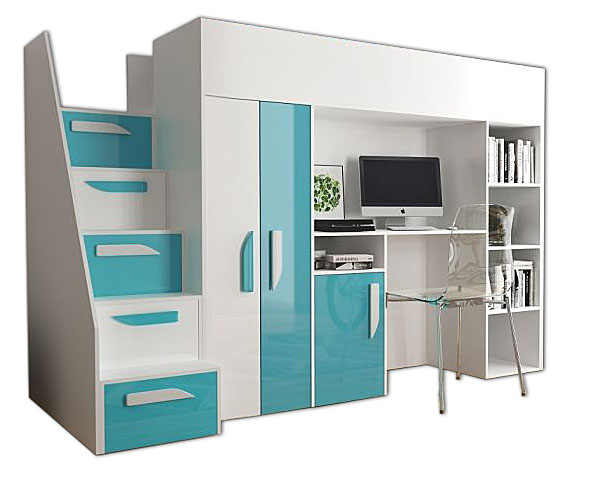 Мезонин кровать, письменный стол, шкаф 14