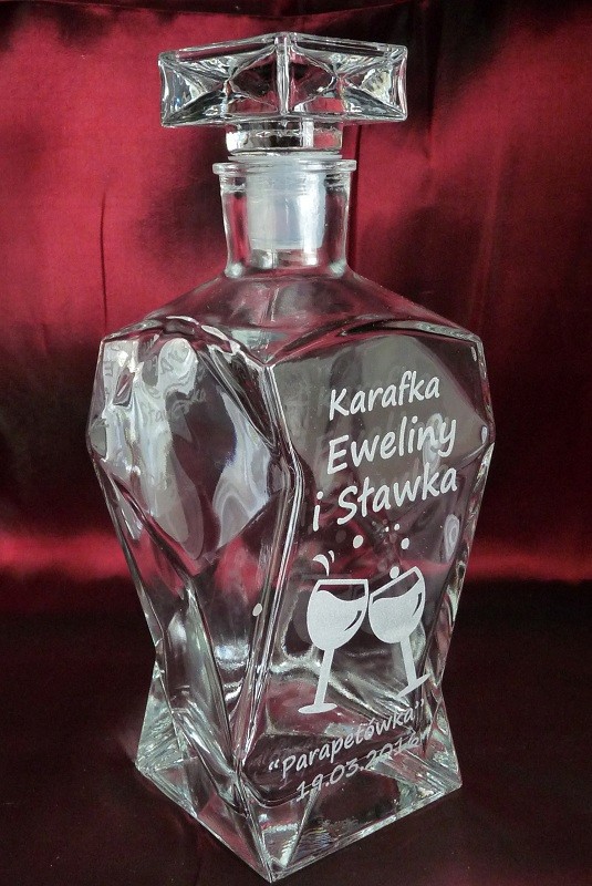 KARAFKA Z DEDYKACJĄ ŻYCZENIA NA ROCZNICĘ + GRAWER Marka Edwanex