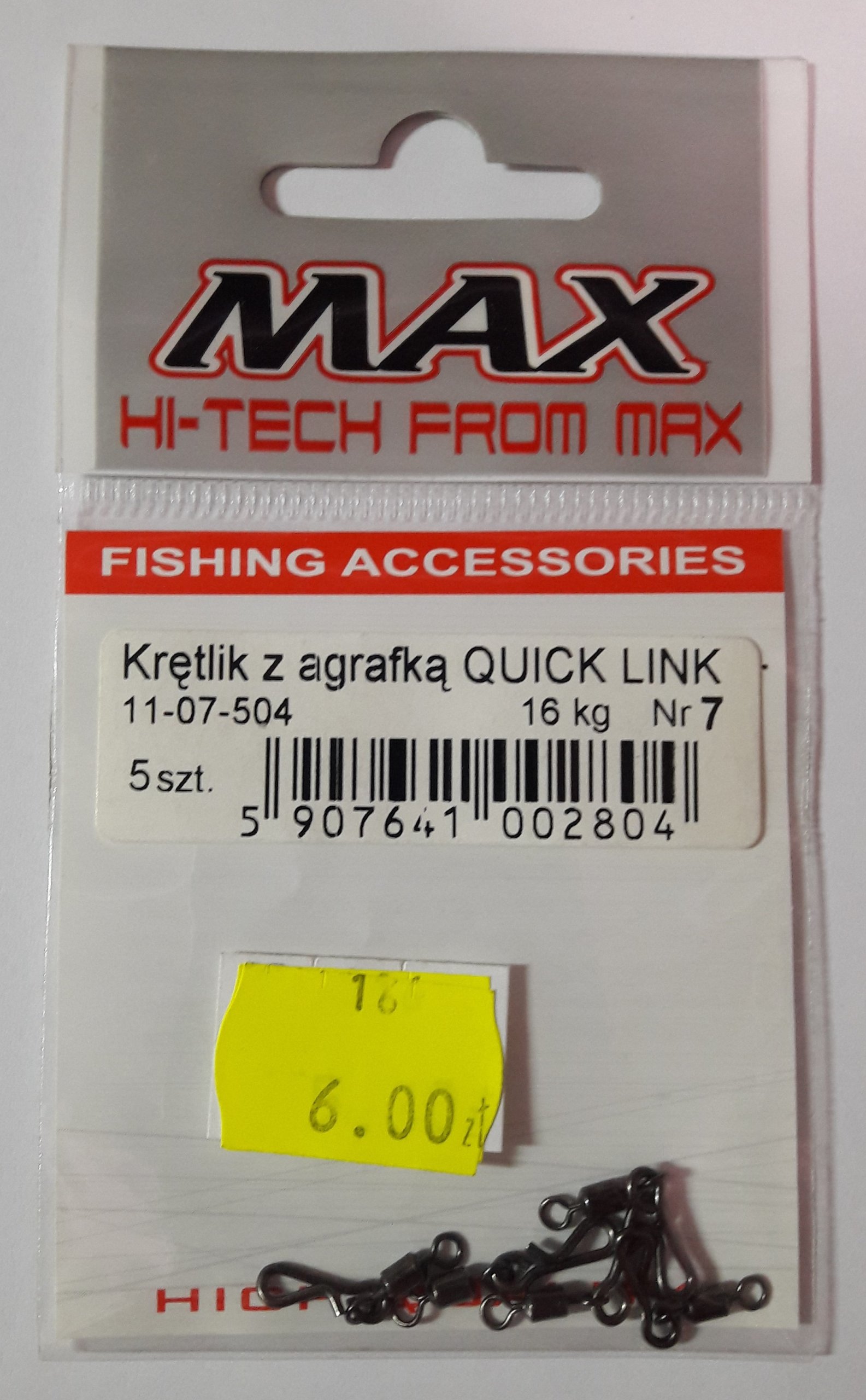Krętlik z agrafką Quick Link-MAX Fishing Team-nr 7