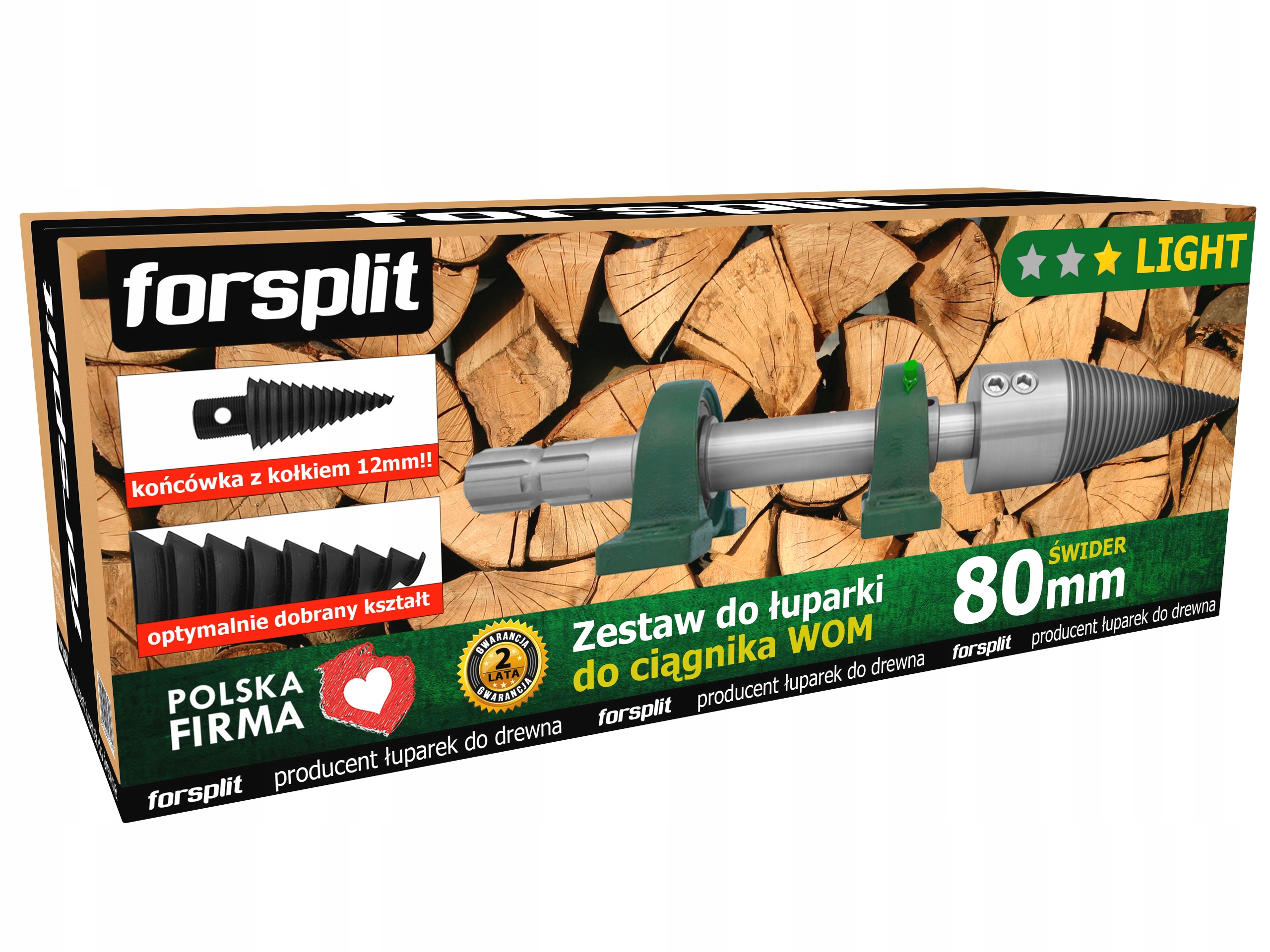 Vrtáková štípačka pro traktor (wom) Vrták na dřevo 80 mm Set ZW2U