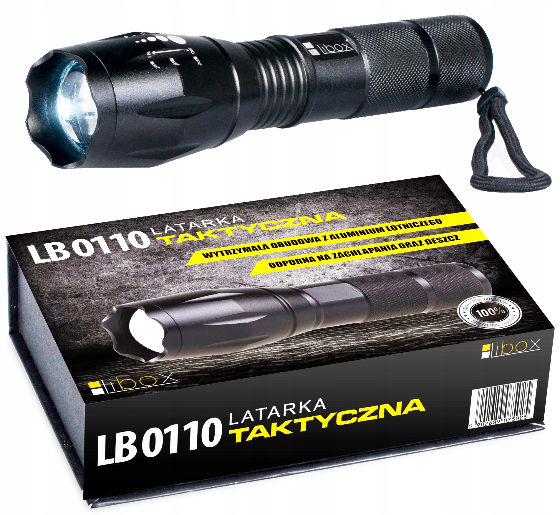 BATERKA TAKTICKÁ LED CREE ZOOM XML VODOTESNÁ T6