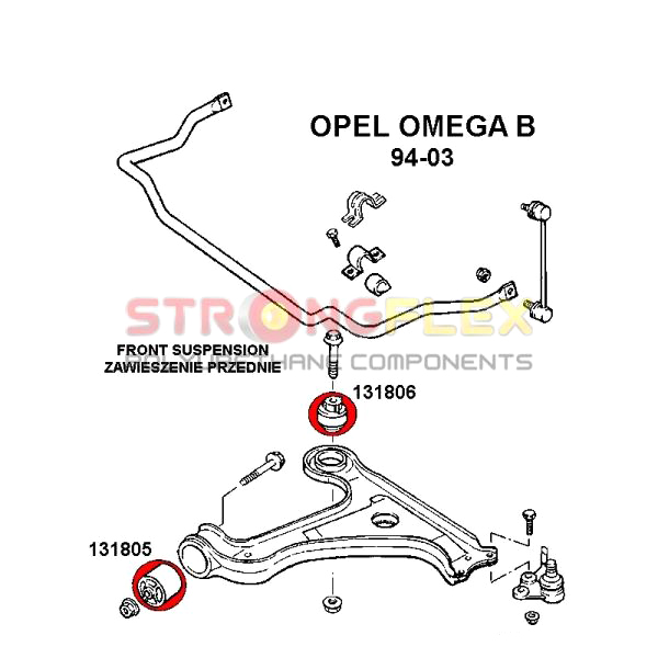 САЙЛЕНТБЛОК РИЧАГА OPEL OMEGA B POLIURETAN STRONGFLEX Производитель запчасти Strongflex foto 0