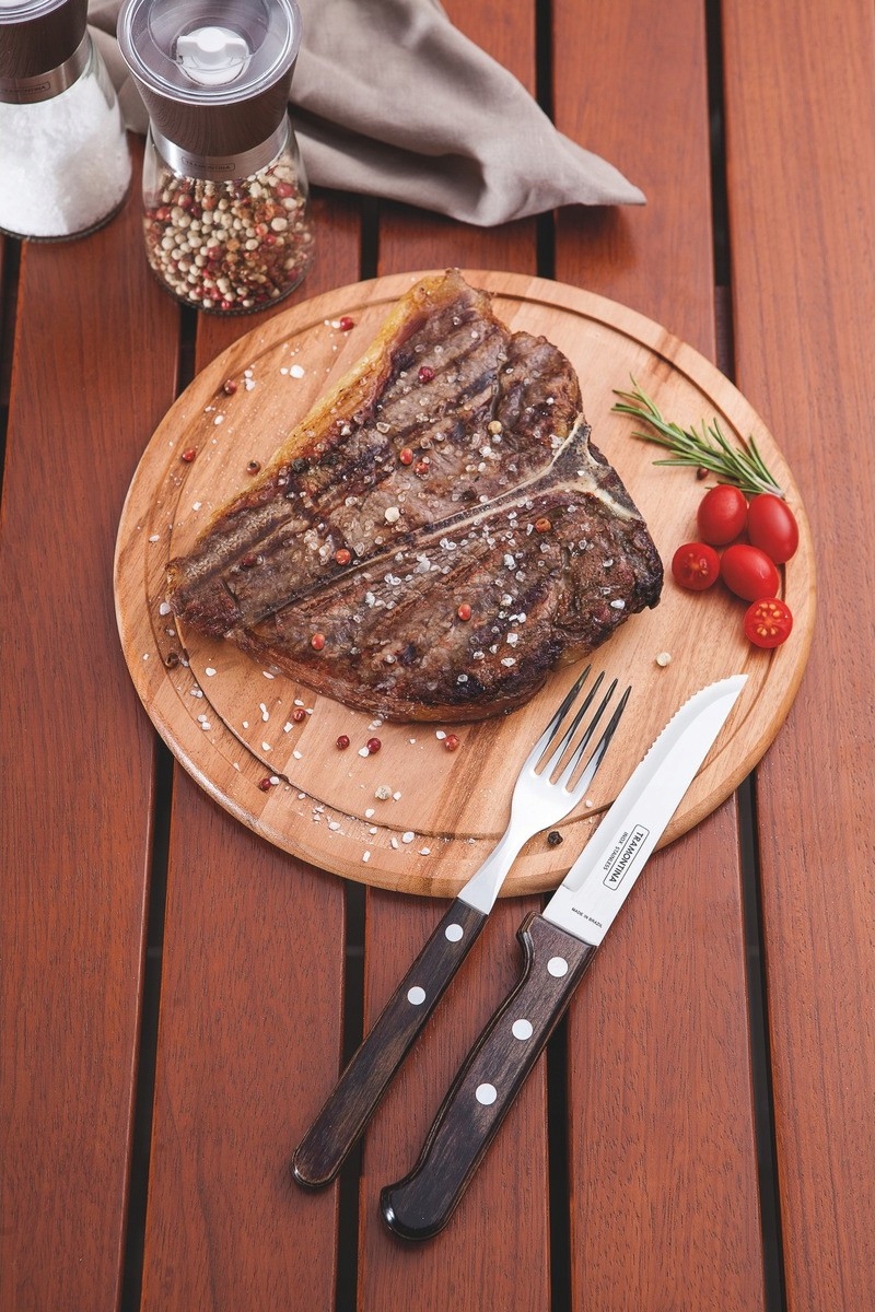 TRAMONTINA 12 x Widelec JUMBO Drewno Brąz POLYWOOD Linia Churrasco