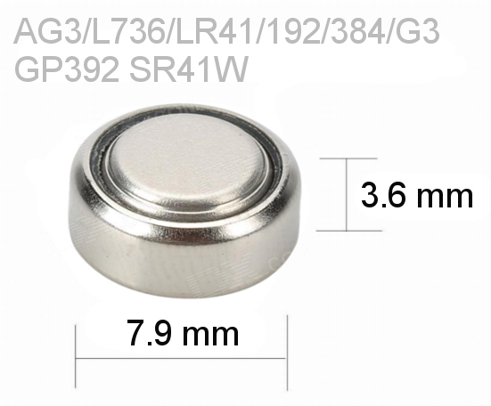 BATERIA ALKAICZNA AG3 L736 G3 LR41 392 384 SR41W Waga produktu z opakowaniem jednostkowym 0.014 kg
