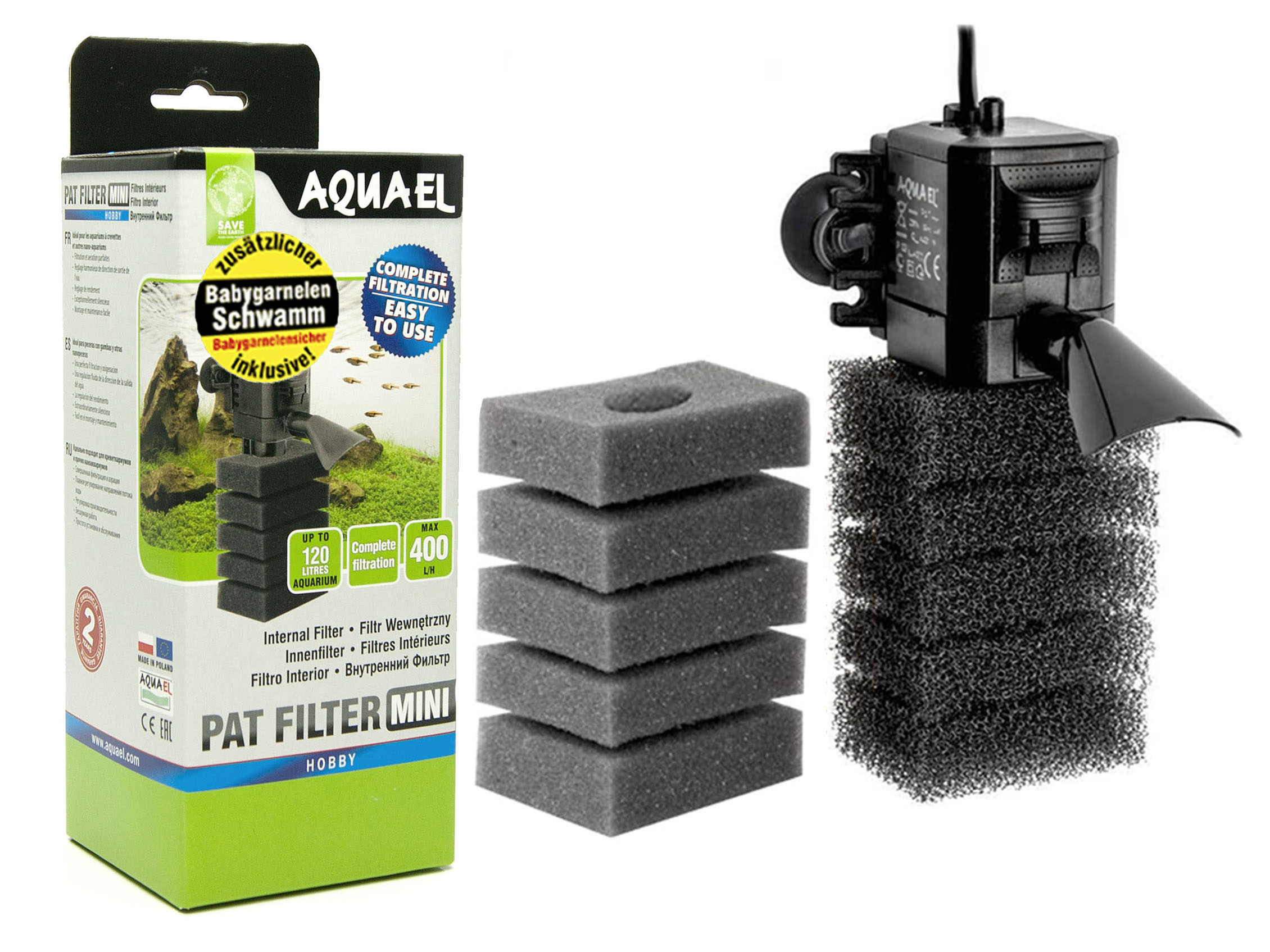 

Aquael Pat Mini filtr wewnętrzny +drobna Gąbka