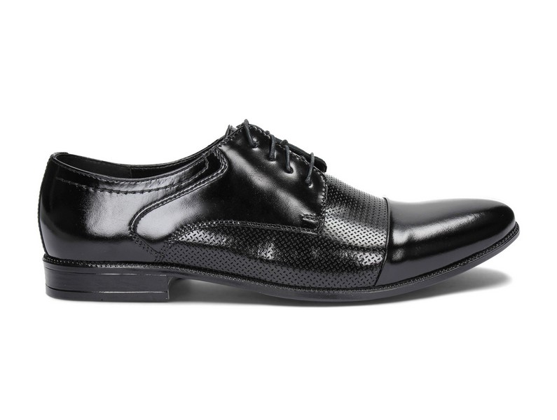 Półbuty Męskie Buty Wizytowe Czarne Skóra Naturalna Połysk 323/4 Rozmiar 46 Rozmiar 46
