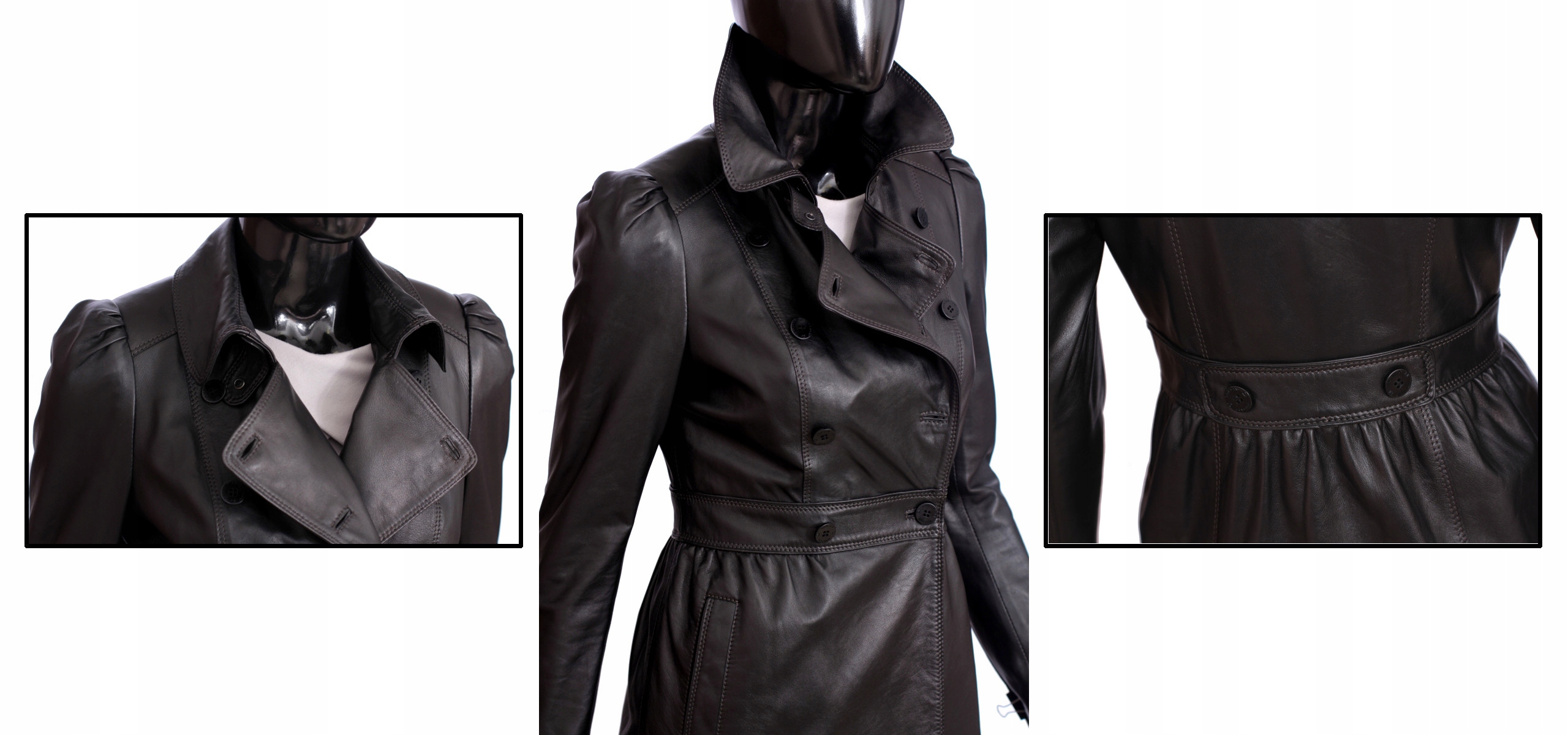 Dámsky kožený kabát Classic DORJAN ELZ450 M Dominujúci vzor bez vzoru
