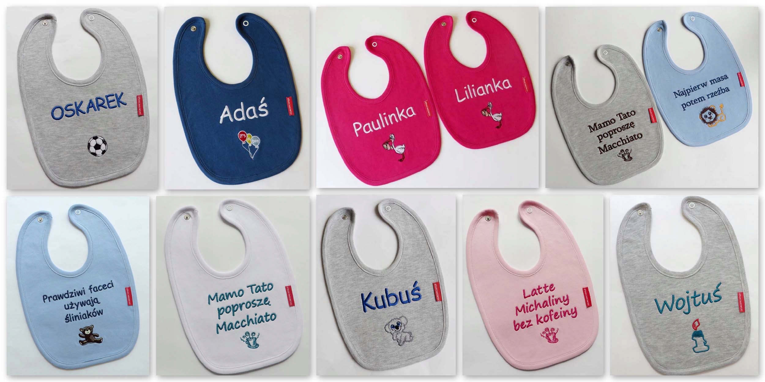 ŚLINIAK z IMIENIEM DZIECKA haft PREZENT narodziny Rodzaj materiałowy