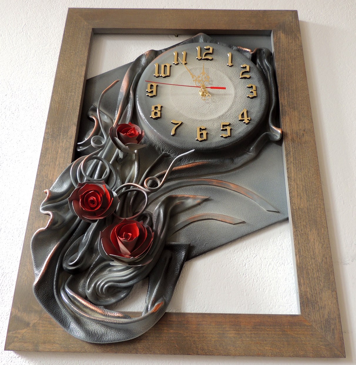 Piękny stylowy zegar ścienny, Czerwone róże+GRAWER Kod producenta RZ5-3
