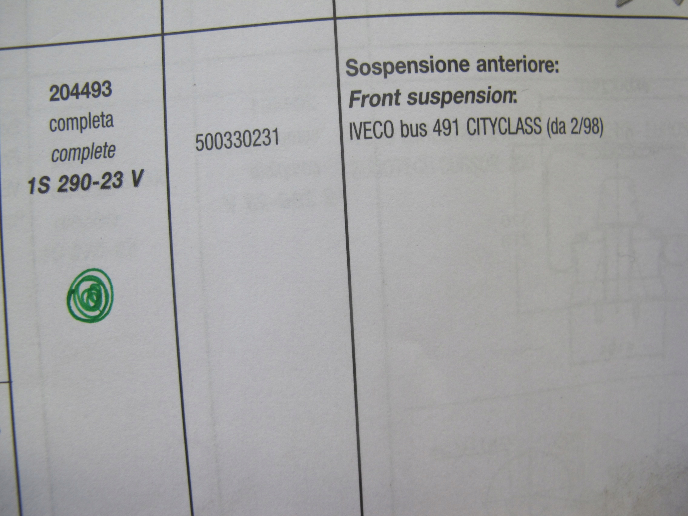 Miech poduszka IVECO 491 CITYCLASS OE 500330231 Car type Passenger cars Cargo vans