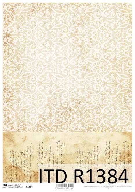 Papier Ryżowy R1384 z włoskami A4 decoupage